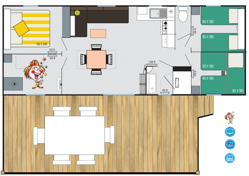 Kids Top TV - 7 Personen - Plattegrond